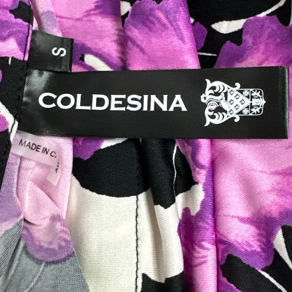 Floral Print Women's Bat Sleeve Elastic Waist Purple and Black Blouse - Picture 5 of 6